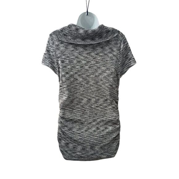 Apt 9  Metallic Ruche Short Sleeve Mottled Grey & White Cowl Neck Top Si… - Picture 4 of 6